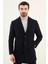 Düz Lacivert Slim Fit Mono Yaka Klasik Erkek Kaşe Kaban 1