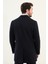 Düz Lacivert Slim Fit Mono Yaka Klasik Erkek Kaşe Kaban 4