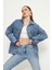 Oversize Kadın Jean Ceket Effect 2