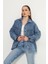 Oversize Kadın Jean Ceket Effect 7