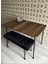 Siyah Metal Ayaklı 70X110 cm Barok Eclipse Çalışma Masası- Çam Masa -Mutfak Masası 1