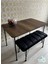 Siyah Metal Ayaklı 70X110 cm Barok Eclipse Çalışma Masası- Çam Masa -Mutfak Masası 3