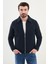 Desenli Lacivert Slim Fit Gömlek Yaka Kapitone Erkek Mont 1