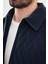 Desenli Lacivert Slim Fit Gömlek Yaka Kapitone Erkek Mont 2