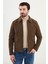 Desenli Kahverengi Slim Fit Gömlek Yaka Kapitone Erkek Mont 1