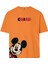 Curious Mickey Çift Iplik Dokumalı Rahat Kalıp PAMUK T-Shirt 1