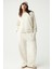 Rıchubb Kadın Büyük Beden Nakış Detaylı Ekru Alt-Üst Takım 1