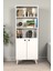 Kitaplık Parlak Beyaz 5 Raflı Kapaklı Modern Kitaplık 2