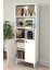 Kitaplık Parlak Beyaz 5 Raflı Kapaklı Modern Kitaplık 3