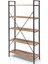 5 Raflı Geniş Metal Kitaplık Masif Kitaplık Doğal Ahşap Kitaplık Ürün Rafı -180 cm 3