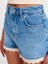 71801 Paçası Dantel Detaylı Denim Şort-Mavi 3