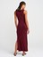 91381 Yırtmaç Detaylı Midi Boy Elbise-Bordo 2