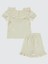 Kız Bebek Şortlu Takım 6-18 Ay Ekru 2