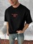 Ön ve Arka Baskılı Oversize Bisiklet Yaka T-Shirt- Siyah 1
