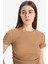 Slim Fit Dar Kesim Bisiklet Yaka Bürümcük Kısa Kollu Tişört E0991AX25SP 1