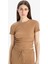 Slim Fit Dar Kesim Bisiklet Yaka Bürümcük Kısa Kollu Tişört E0991AX25SP 3