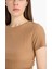Slim Fit Dar Kesim Bisiklet Yaka Bürümcük Kısa Kollu Tişört E0991AX25SP 5