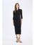 Bodycon Vücudu Saran Polo Yaka Basic Düz Fitilli Kaşkorse Yarım Kollu Midi Elbise E2245AX25SP 1
