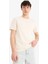 Regular Fit Bisiklet Yaka Dokulu Basic Düz Kısa Kollu Twill Tişört D7912AX25SP 3
