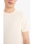 Regular Fit Bisiklet Yaka Dokulu Basic Düz Kısa Kollu Twill Tişört D7912AX25SP 5