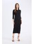 Bodycon Vücudu Saran Polo Yaka Basic Düz Fitilli Kaşkorse Yarım Kollu Midi Elbise E2245AX25SP 4