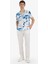 Modern Fit Polo Yaka Desenli Keten Görünümlü Yazlık Kısa Kollu Gömlek E1206AX25SM 2