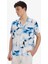 Modern Fit Polo Yaka Desenli Keten Görünümlü Yazlık Kısa Kollu Gömlek E1206AX25SM 3