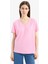 Regular Fit V Yaka Basic Düz Penye Kısa Kollu Pembe Tişört W9578AZ25SP 3
