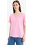 Regular Fit V Yaka Basic Düz Penye Kısa Kollu Pembe Tişört W9578AZ25SP 4