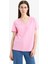 Regular Fit V Yaka Basic Düz Penye Kısa Kollu Pembe Tişört W9578AZ25SP 5
