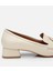 01ayh304000a400 Kadın Deri Ekru Tokalı Kalın Topuklu Klasik Loafer 4