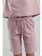 US2091 Soft Pembe Pamuklu Kız Çocuk Kısa Kollu Bermuda Takım 3