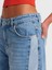 71800 Yan Bölümü Parçalı Geniş Denim Pantolon-Mavi 3