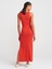 91381 Yırtmaç Detaylı Midi Boy Elbise-Kırmızı 2
