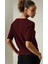 Bordo V Yaka Örgülü Kadın Triko Tişört MG2369 2