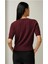 Bordo V Yaka Örgülü Kadın Triko Tişört MG2369 3