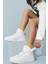 Air Force 1 Mid Leather Sneaker Unisex Hakiki Deri Günlük Spor Ayakkabı Beyaz 1