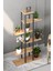 Zigzag Tasarımlı 4 Raflı Dekoratif Çiçeklik 150cm Ceviz 4