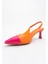 Moore Turuncu Fuşya Şeffaf Arkası Açık Sivri Burun Kadın Topuklu Ayakkabı 3