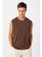 Kahve Relaxed Fit Erkek Kolsuz T-Shirt 1