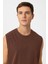 Kahve Relaxed Fit Erkek Kolsuz T-Shirt 4