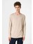 Bej Relaxed Fit Basic Erkek T-Shirt 1