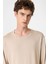 Bej Relaxed Fit Basic Erkek T-Shirt 4
