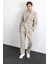 Bej Relax Fit Kruvaze Erkek Blazer Ceket 1