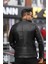 Erkek Siyah Iç Cepli Slim Fit Deri Ceket 3