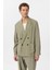 Haki Relax Fit Diagonel Ince Erkek Blazer Ceket 1