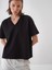 Kadın Siyah Oversize Pamuklu Basic Tişört 1