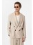 Bej Relax Fit Diagonel Ince Erkek Blazer Ceket 1