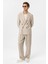Bej Relax Fit Diagonel Ince Erkek Blazer Ceket 2