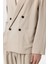 Bej Relax Fit Diagonel Ince Erkek Blazer Ceket 4